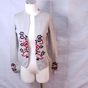 Les Ailes De La Mode Gray Sweater with Embroidery work